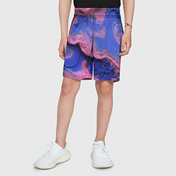 Шорты детские Розовая пена на синей краске, цвет: 3D-принт — фото 2