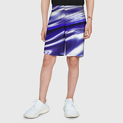 Шорты детские Белая синяя абстракция волнами, цвет: 3D-принт — фото 2