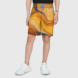 Шорты детские Жидкая золотая текстура - нейросеть, цвет: 3D-принт — фото 2