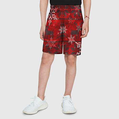 Детские шорты Рождественские узоры снежинки / 3D-принт – фото 3