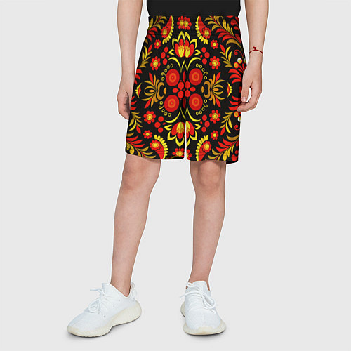 Детские шорты Хохломской народный орнамент - Россия / 3D-принт – фото 3