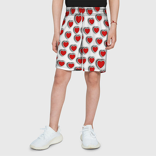Детские шорты Стикеры наклейки сердечки объемные / 3D-принт – фото 3