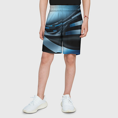 Детские шорты Черно-синий абстрактный спортивный стиль / 3D-принт – фото 3