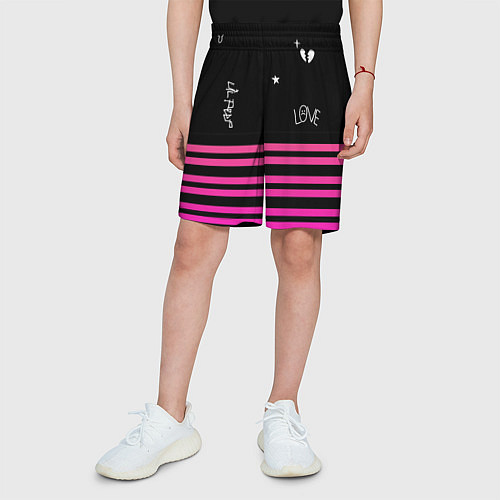 Детские шорты Lil Peep розовые полосы / 3D-принт – фото 3