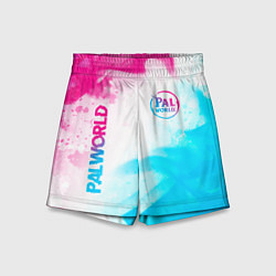 Шорты детские Palworld neon gradient style вертикально, цвет: 3D-принт