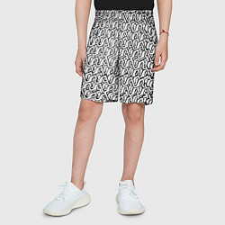 Шорты детские Чёрный узор на белом фоне, цвет: 3D-принт — фото 2