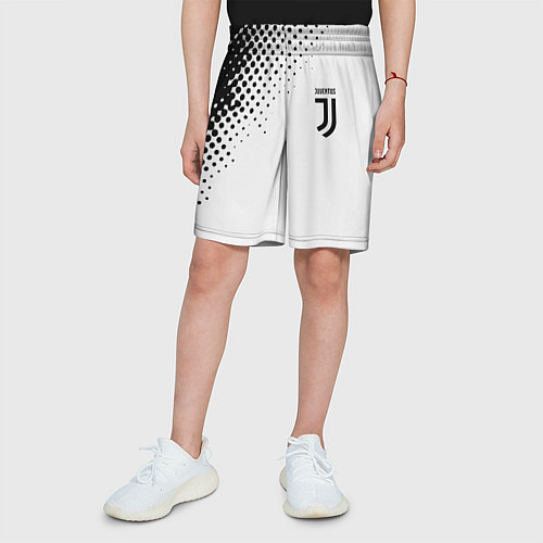 Детские шорты Juventus sport black geometry / 3D-принт – фото 3