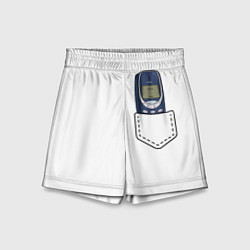 Шорты детские Нокиа 3310 в стиле 90х, цвет: 3D-принт
