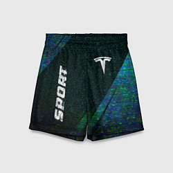 Шорты детские Tesla sport glitch blue, цвет: 3D-принт