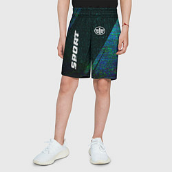 Шорты детские FAW sport glitch blue, цвет: 3D-принт — фото 2