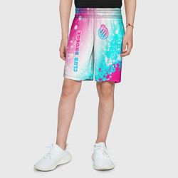 Шорты детские Club Brugge neon gradient style вертикально, цвет: 3D-принт — фото 2