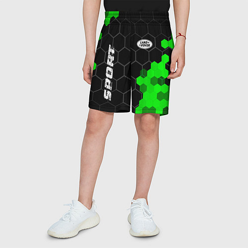 Детские шорты Land Rover green sport hexagon / 3D-принт – фото 3
