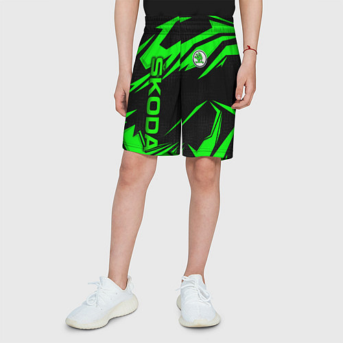 Детские шорты Skoda - green uniform / 3D-принт – фото 3
