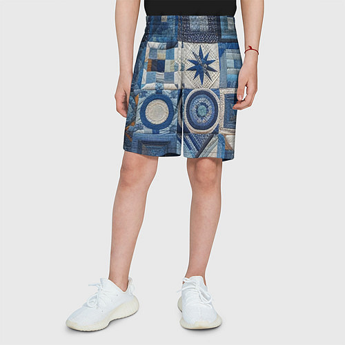 Детские шорты Denim patchwork - ai art / 3D-принт – фото 3