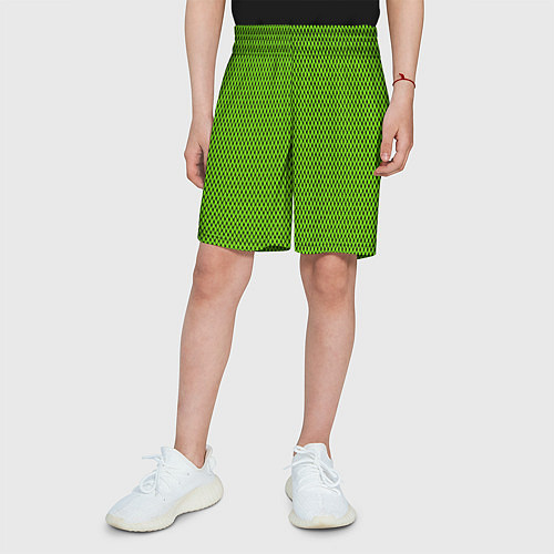 Детские шорты Кислотный зелёный имитация сетки / 3D-принт – фото 3