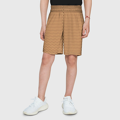 Детские шорты Светлый коричневый сетка паттерн / 3D-принт – фото 3
