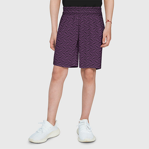 Детские шорты Тёмный фиолетовый волнистые полосы / 3D-принт – фото 3