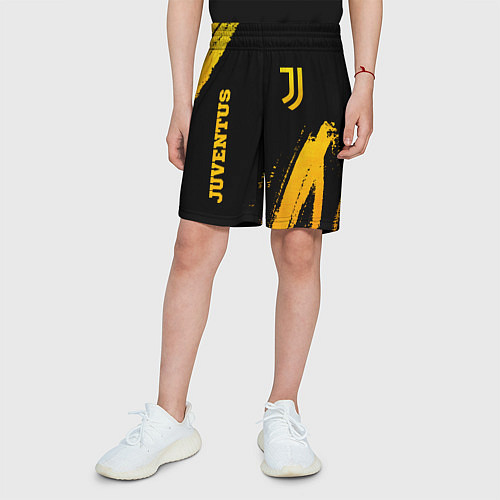 Детские шорты Juventus - gold gradient вертикально / 3D-принт – фото 3