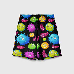 Шорты детские Смешные бактерии паттерн, цвет: 3D-принт