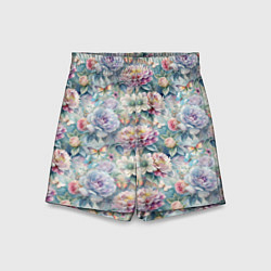 Шорты детские Цветы и бабочки летний паттерн, цвет: 3D-принт