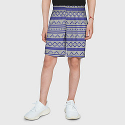 Шорты детские Вязанный бело-синий орнамент, цвет: 3D-принт — фото 2