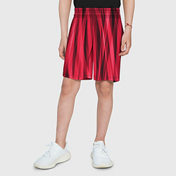 Шорты детские Красно-розовые абстрактные полосы, цвет: 3D-принт — фото 2