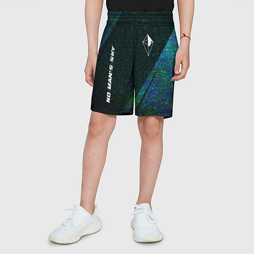 Детские шорты No Mans Sky glitch blue / 3D-принт – фото 3