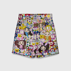 Шорты детские Right now NewJeans and Takashi Murakami, цвет: 3D-принт