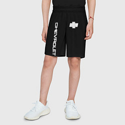 Шорты детские Chevrolet white logo auto, цвет: 3D-принт — фото 2