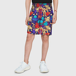 Шорты детские Космические мультяшные персонажи, цвет: 3D-принт — фото 2