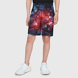 Шорты детские Синие камни с красным светом, цвет: 3D-принт — фото 2