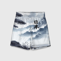 Шорты детские Японский пейзаж - нейросеть, цвет: 3D-принт
