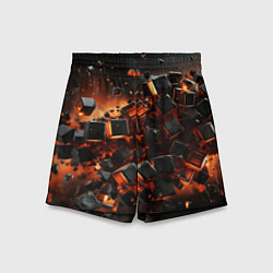 Шорты детские Черные кубики во взрыве абстракции, цвет: 3D-принт