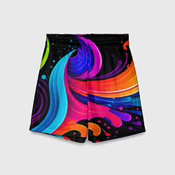 Шорты детские Неоновая красочная абстракция - нейросеть, цвет: 3D-принт