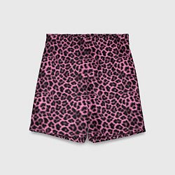 Шорты детские Шкура леопарда в черно розовую текстуру, цвет: 3D-принт