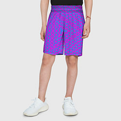 Шорты детские Неонового цвета геометрический асимметричный узор, цвет: 3D-принт — фото 2