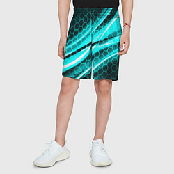 Шорты детские Неоновая броня абстракция, цвет: 3D-принт — фото 2