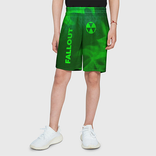 Детские шорты Fallout - green gradient вертикально / 3D-принт – фото 3