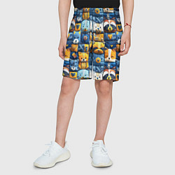 Шорты детские Пэчворк с мордашками енотов, цвет: 3D-принт — фото 2