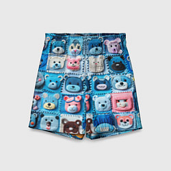 Шорты детские Пэчворк с мишками, цвет: 3D-принт