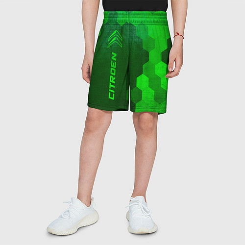 Детские шорты Citroen - green gradient по-вертикали / 3D-принт – фото 3