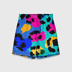Шорты детские Радужный неоновый леопард, цвет: 3D-принт