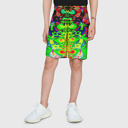 Детские шорты Оптический фрактал кислота / 3D-принт – фото 3