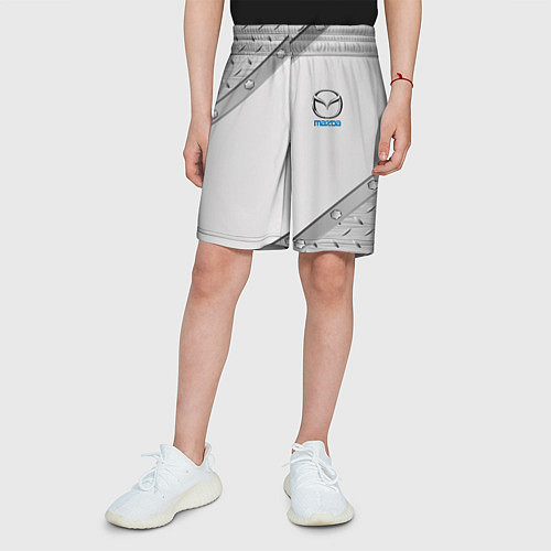 Детские шорты Mazda текстура метал / 3D-принт – фото 3