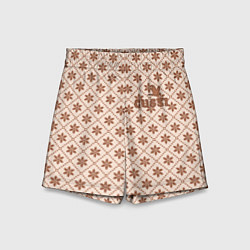 Шорты детские Гусси - надпись узор, цвет: 3D-принт