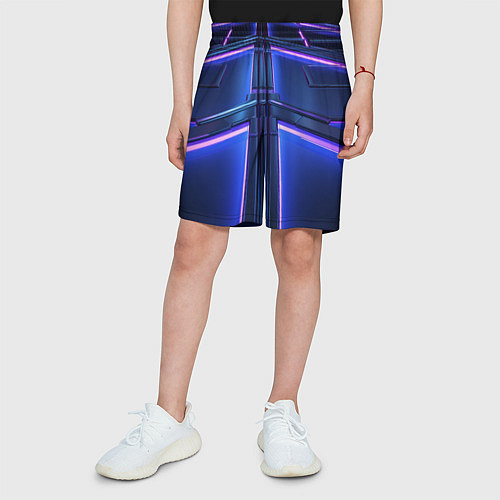 Детские шорты Неоновая световая конструкция / 3D-принт – фото 3