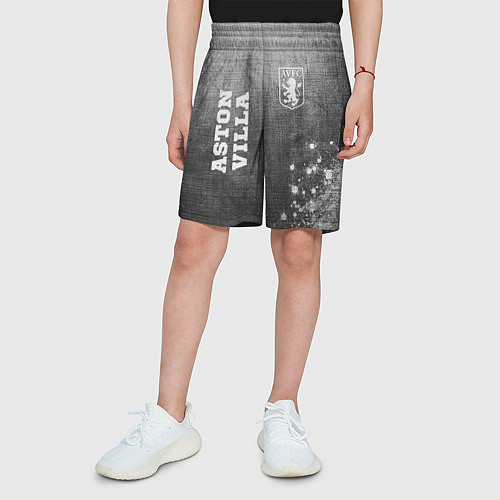 Детские шорты Aston Villa - grey gradient вертикально / 3D-принт – фото 3