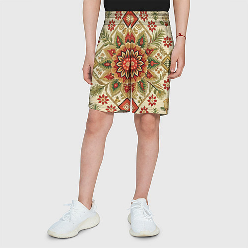 Детские шорты Русские классические узоры и орнамент / 3D-принт – фото 3