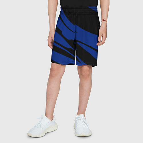 Детские шорты Чёрно-синий полосами / 3D-принт – фото 3