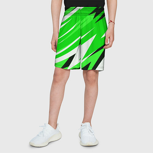 Детские шорты Geometry stripes green / 3D-принт – фото 3